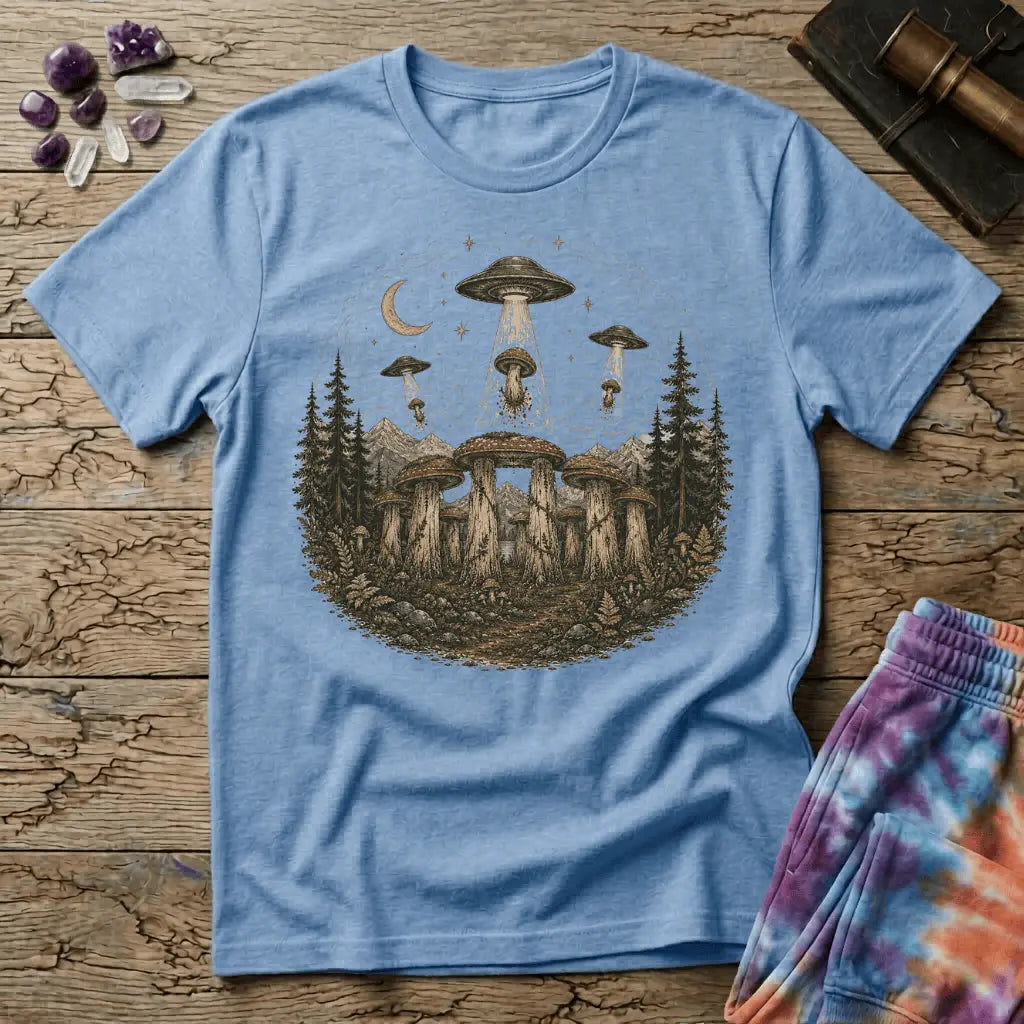 Printify T-Shirt Mushenge Too Stonehenge Mushroom T-Shirt Mushroom Magic Mushroom T-Shirt