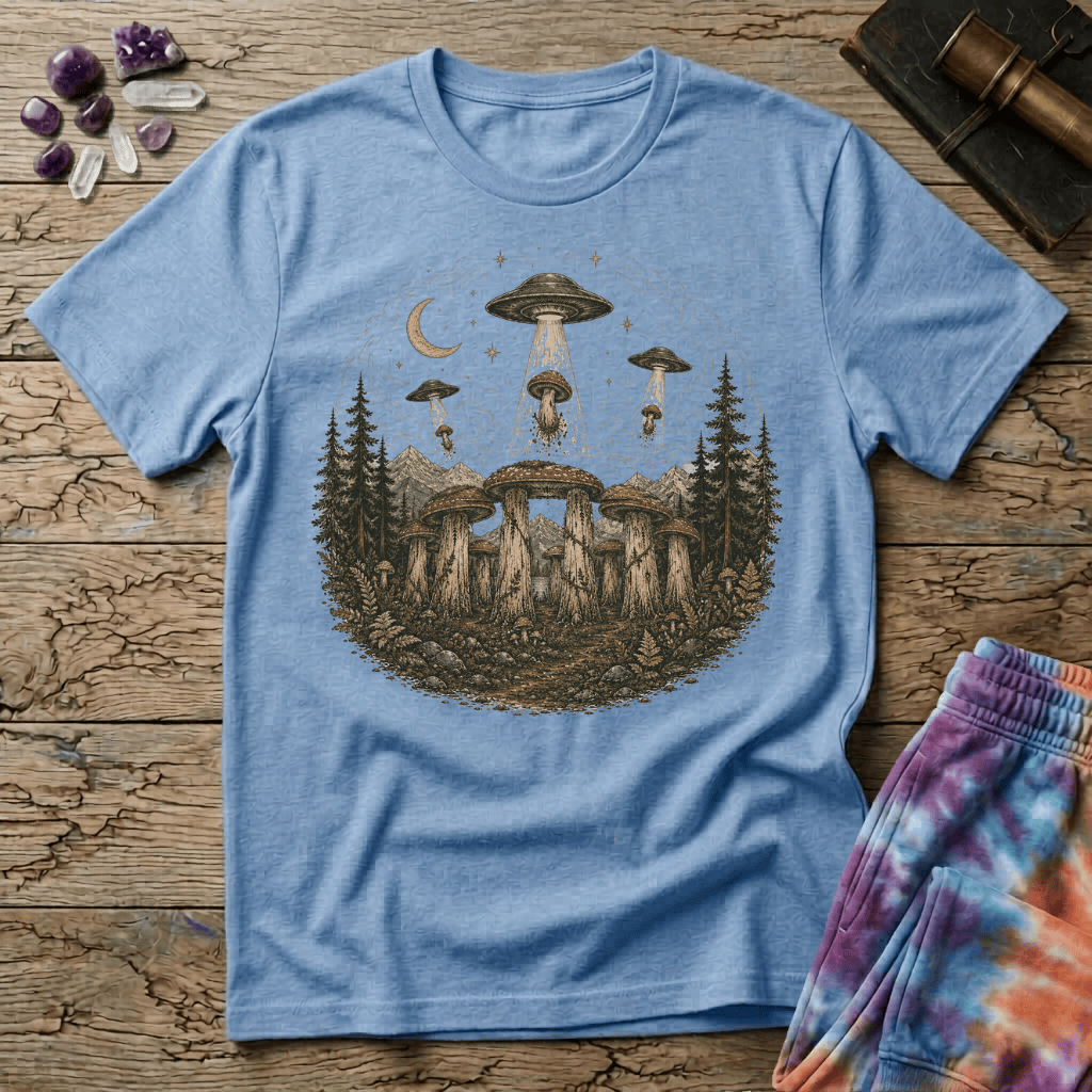 Printify T-Shirt Mushenge Too Stonehenge Mushroom T-Shirt Mushroom Magic Mushroom T-Shirt