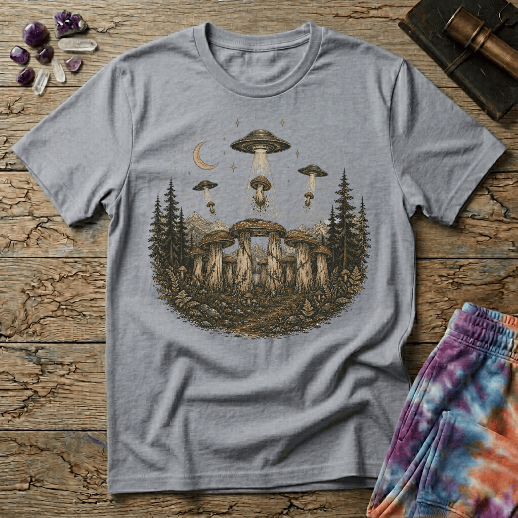 Printify T-Shirt Mushenge Too Stonehenge Mushroom T-Shirt Mushroom Magic Mushroom T-Shirt