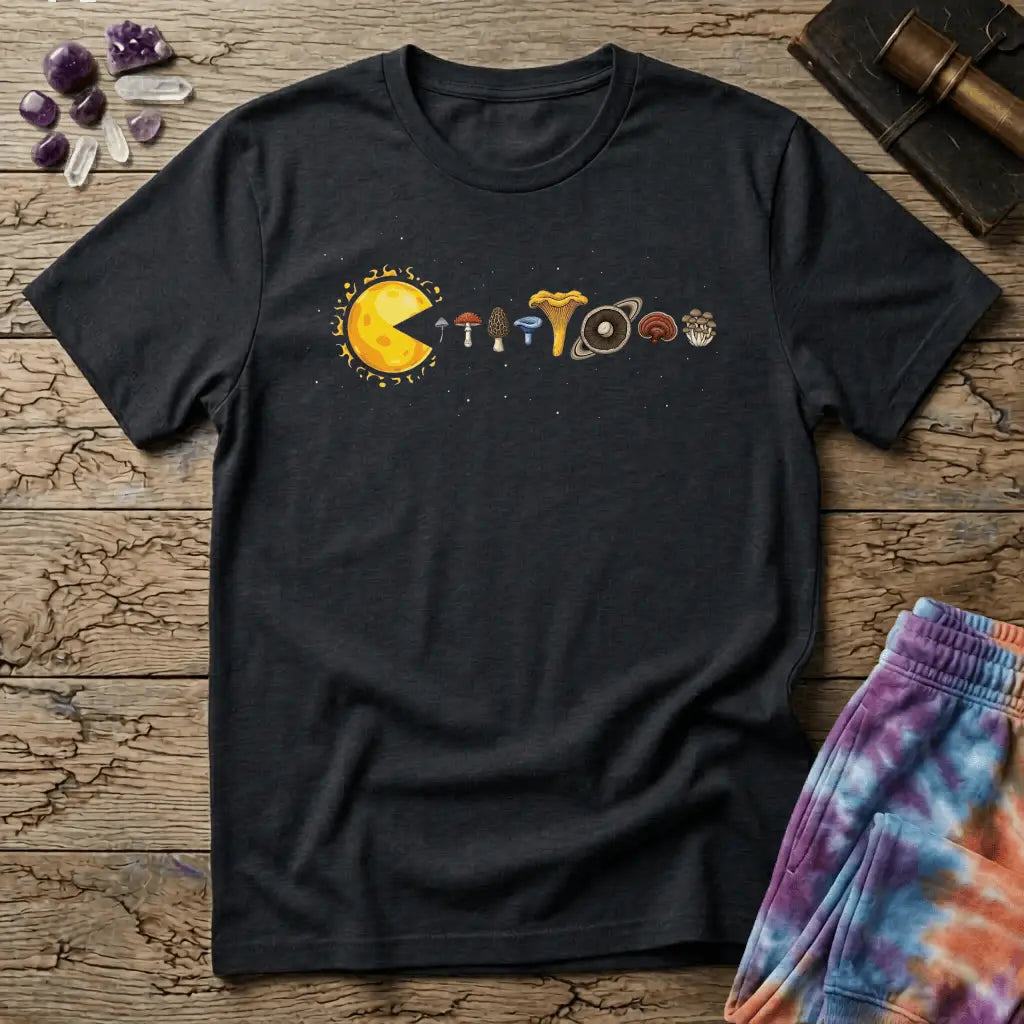 Printify T-Shirt Mushman Eating Mushrooms T-Shirt Mushroom Magic Mushroom T-Shirt