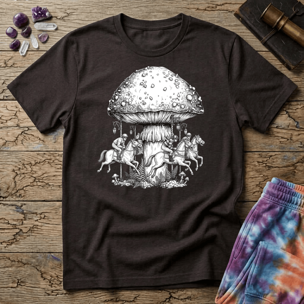 Printify T-Shirt Mushroom Carousel T-Shirt Mushroom Magic Mushroom T-Shirt