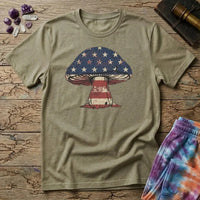 Printify T-Shirt Mushroom Flag USA T-Shirt Mushroom Magic Mushroom T-Shirt