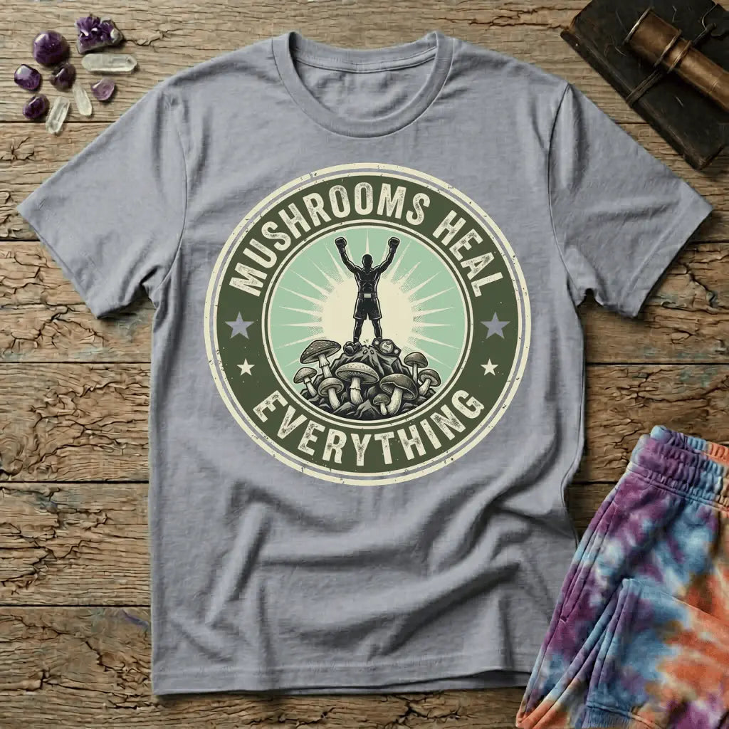 Printify T-Shirt Mushroom Heal Everything T-Shirt Mushroom Magic Mushroom T-Shirt
