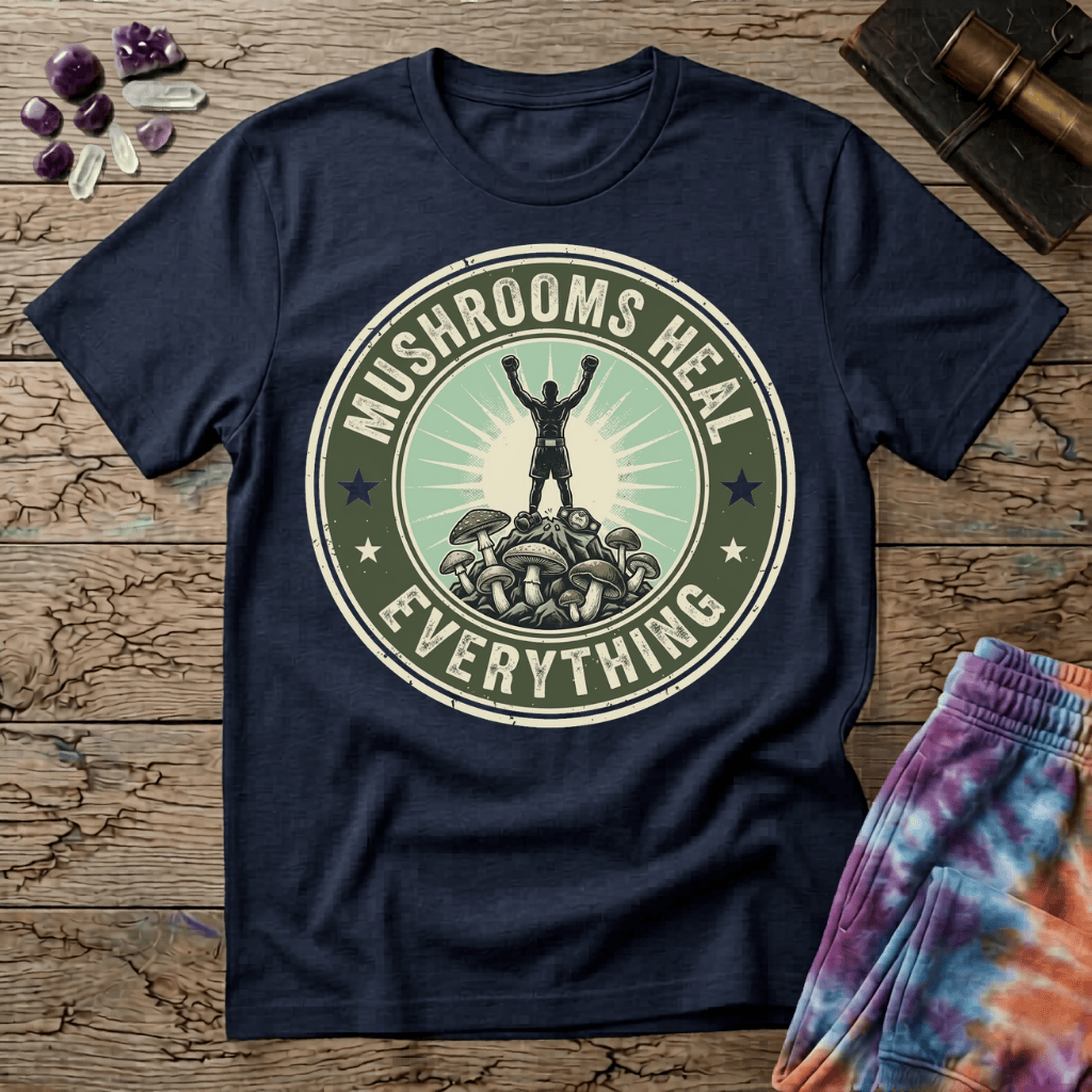 Printify T-Shirt Mushroom Heal Everything T-Shirt Mushroom Magic Mushroom T-Shirt