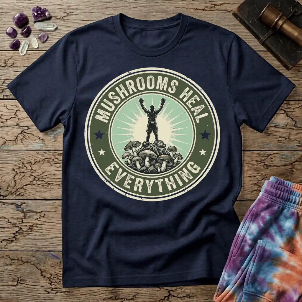 Printify T-Shirt Mushroom Heal Everything T-Shirt Mushroom Magic Mushroom T-Shirt
