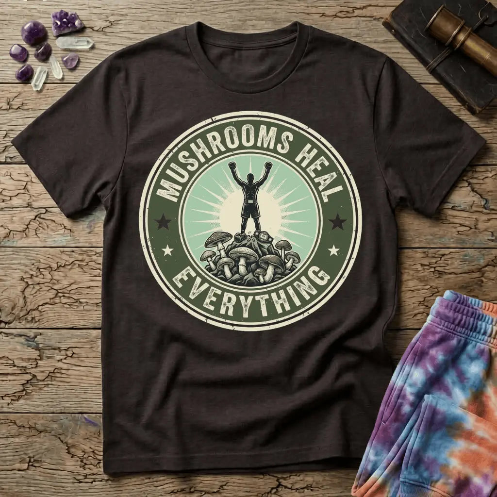 Printify T-Shirt Mushroom Heal Everything T-Shirt Mushroom Magic Mushroom T-Shirt