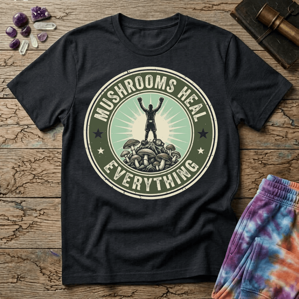 Printify T-Shirt Mushroom Heal Everything T-Shirt Mushroom Magic Mushroom T-Shirt