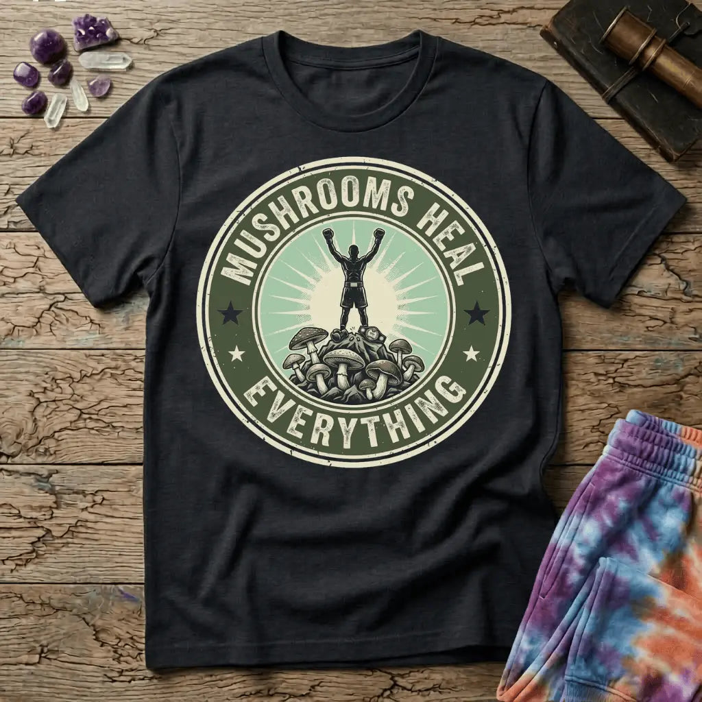 Printify T-Shirt Mushroom Heal Everything T-Shirt Mushroom Magic Mushroom T-Shirt