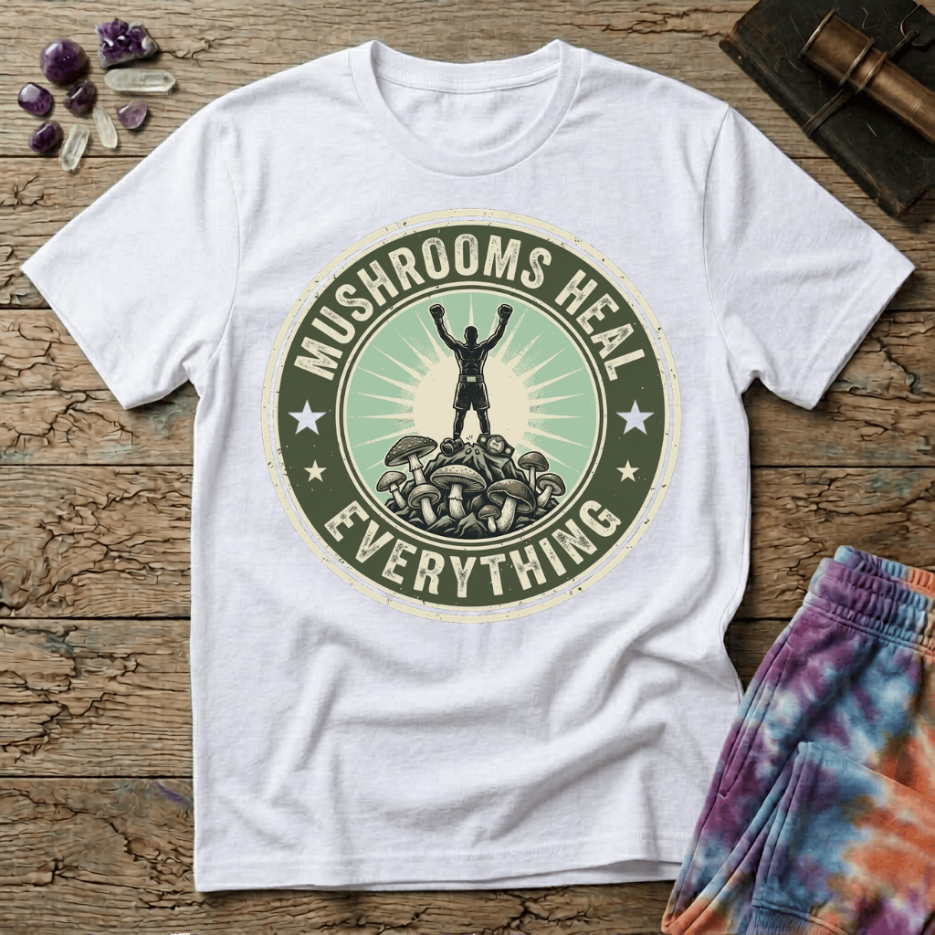 Printify T-Shirt Mushroom Heal Everything T-Shirt Mushroom Magic Mushroom T-Shirt