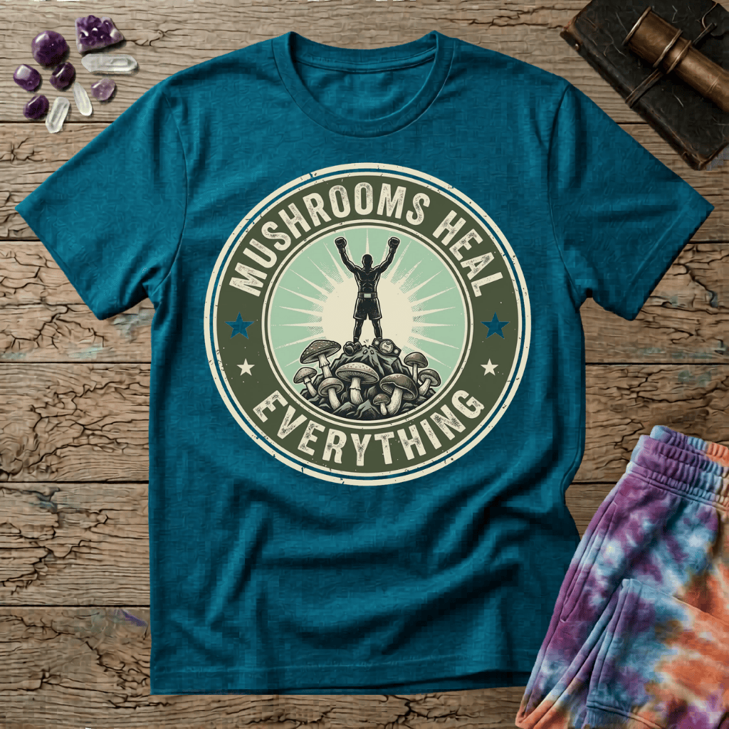 Printify T-Shirt Mushroom Heal Everything T-Shirt Mushroom Magic Mushroom T-Shirt
