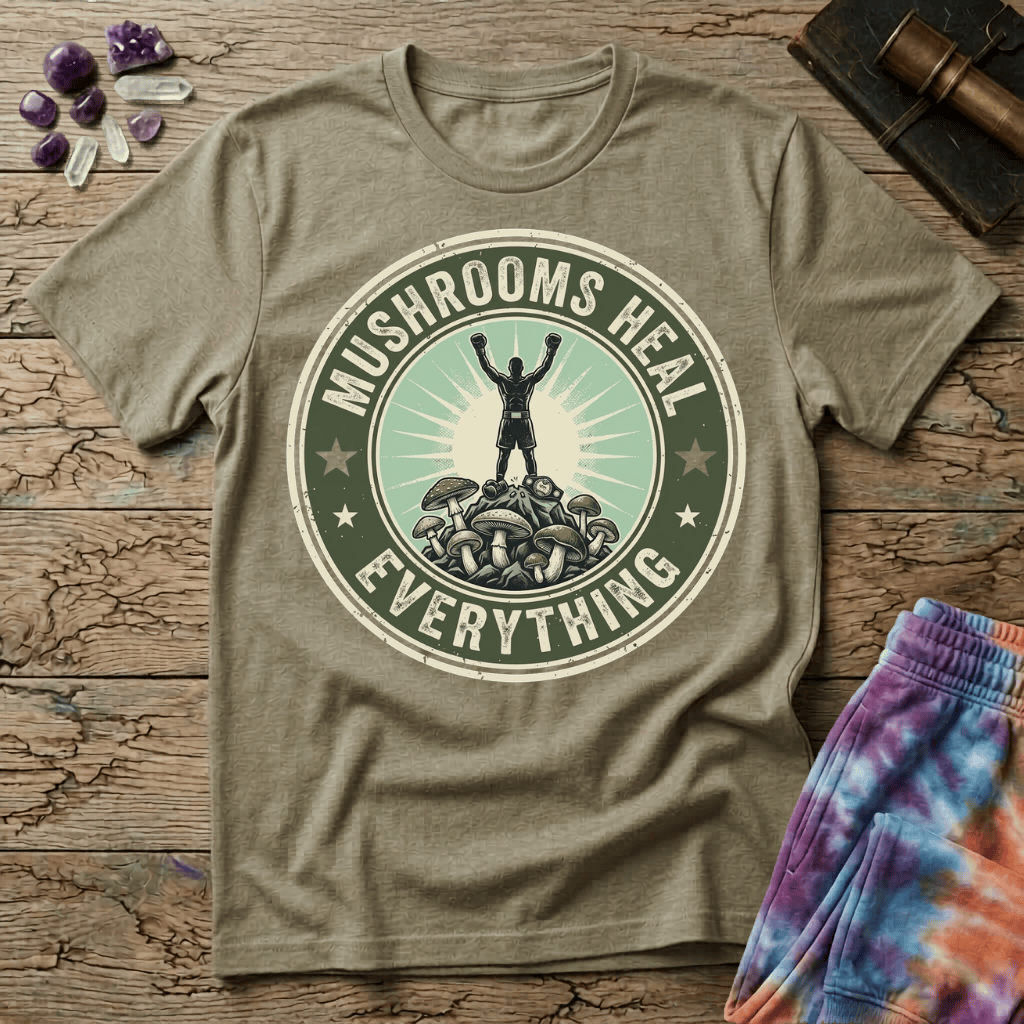 Printify T-Shirt Mushroom Heal Everything T-Shirt Mushroom Magic Mushroom T-Shirt