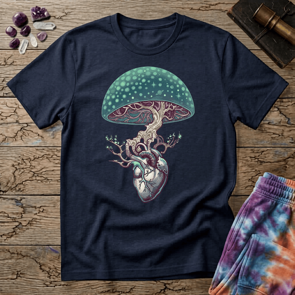 Printify T-Shirt Mushroom Heart T-Shirt Mushroom Magic Mushroom T-Shirt