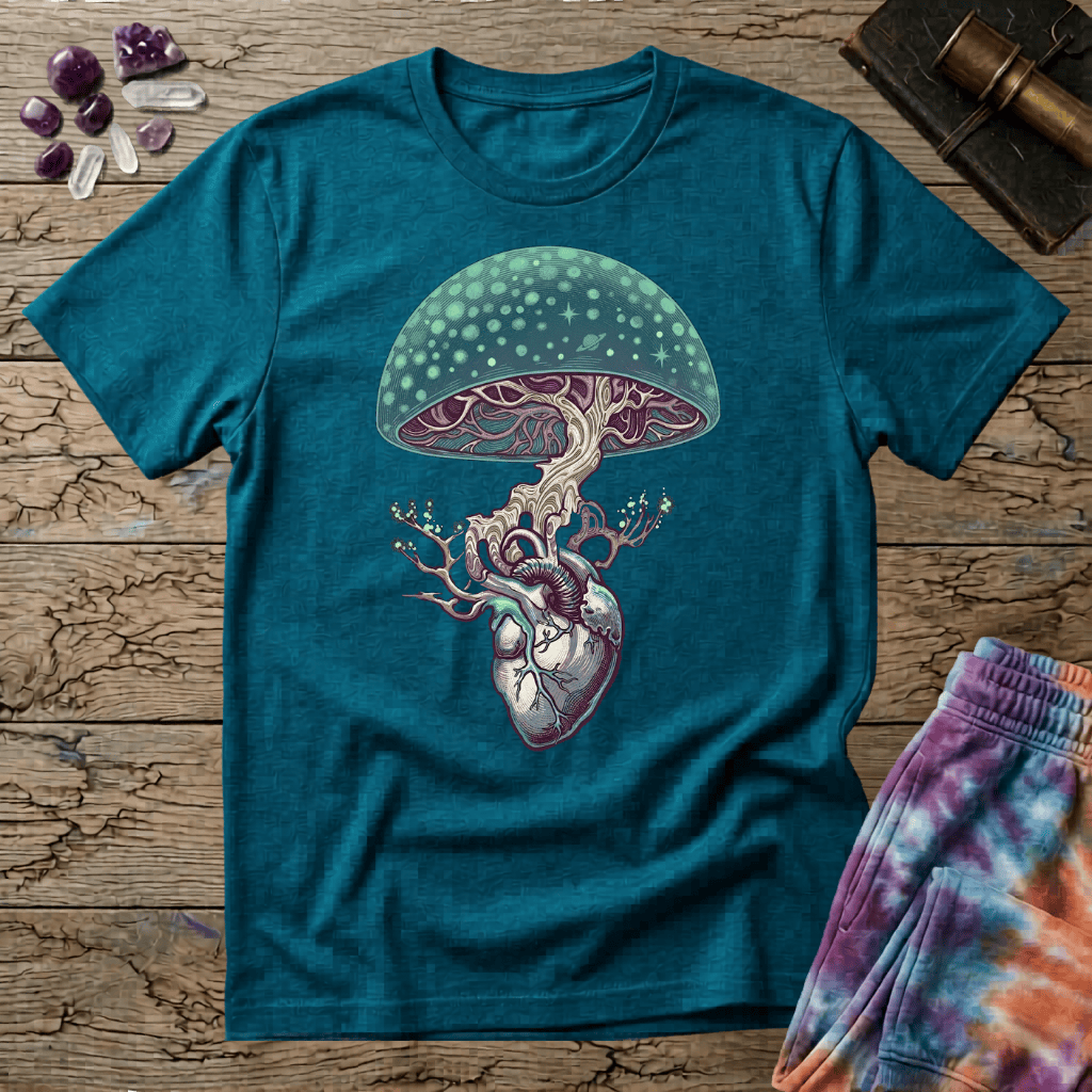 Printify T-Shirt Mushroom Heart T-Shirt Mushroom Magic Mushroom T-Shirt
