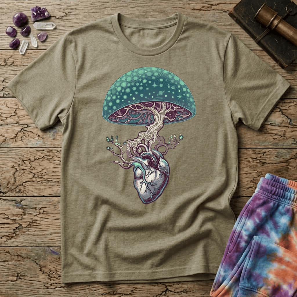Printify T-Shirt Mushroom Heart T-Shirt Mushroom Magic Mushroom T-Shirt