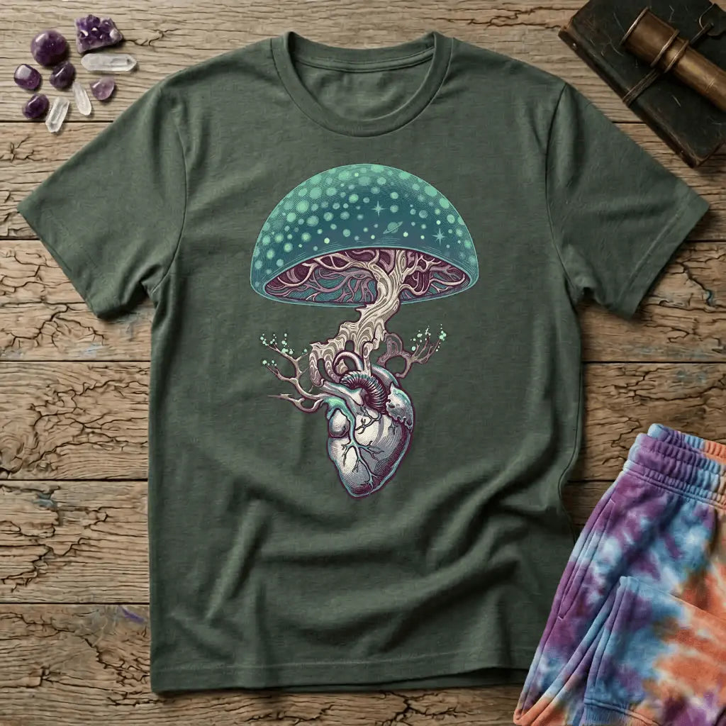 Printify T-Shirt Mushroom Heart T-Shirt Mushroom Magic Mushroom T-Shirt