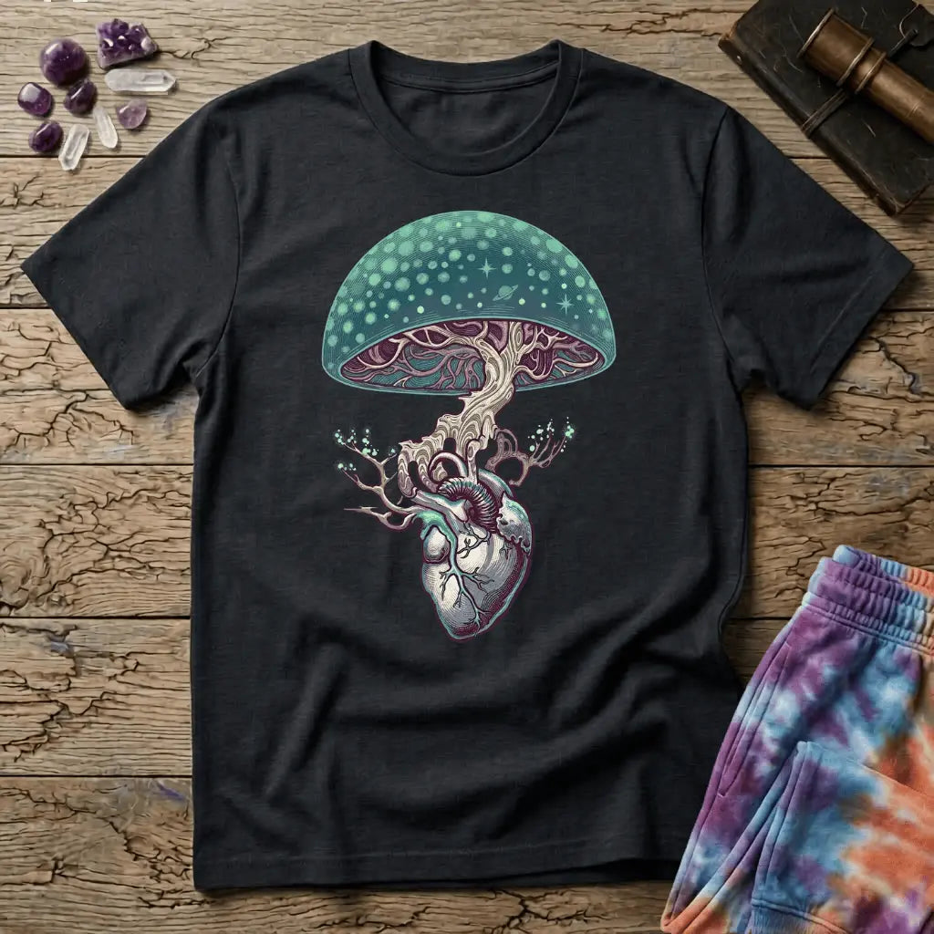 Printify T-Shirt Mushroom Heart T-Shirt Mushroom Magic Mushroom T-Shirt