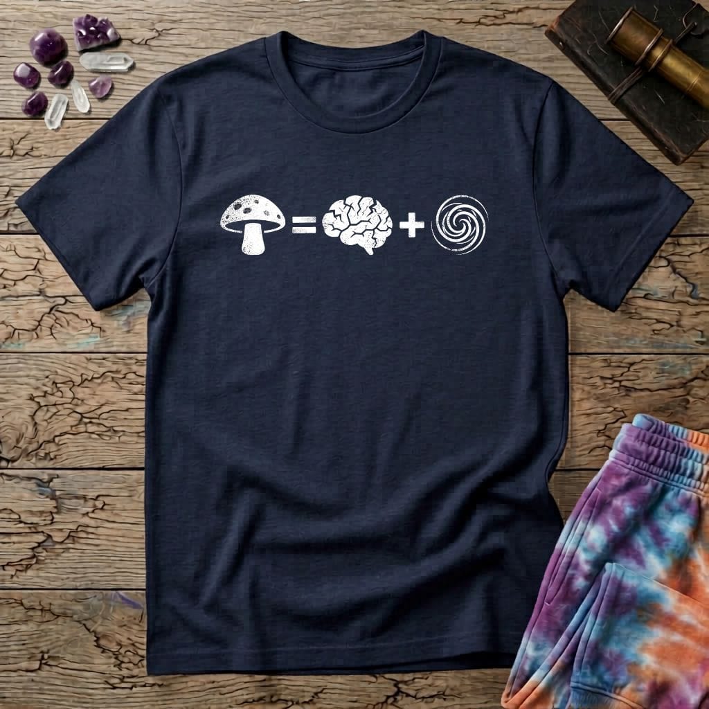 Printify T-Shirt Mushroom Plus Brain T-Shirt Mushroom Magic Mushroom T-Shirt