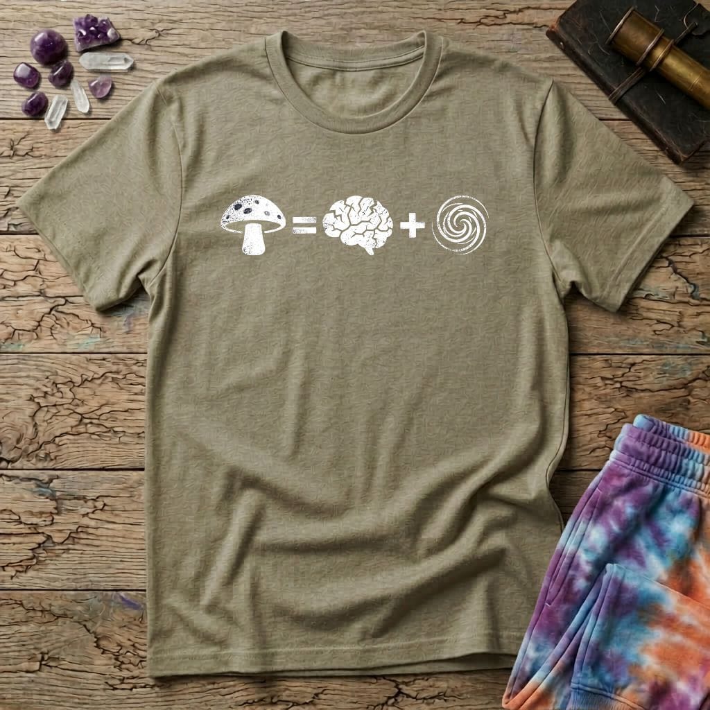 Printify T-Shirt Mushroom Plus Brain T-Shirt Mushroom Magic Mushroom T-Shirt