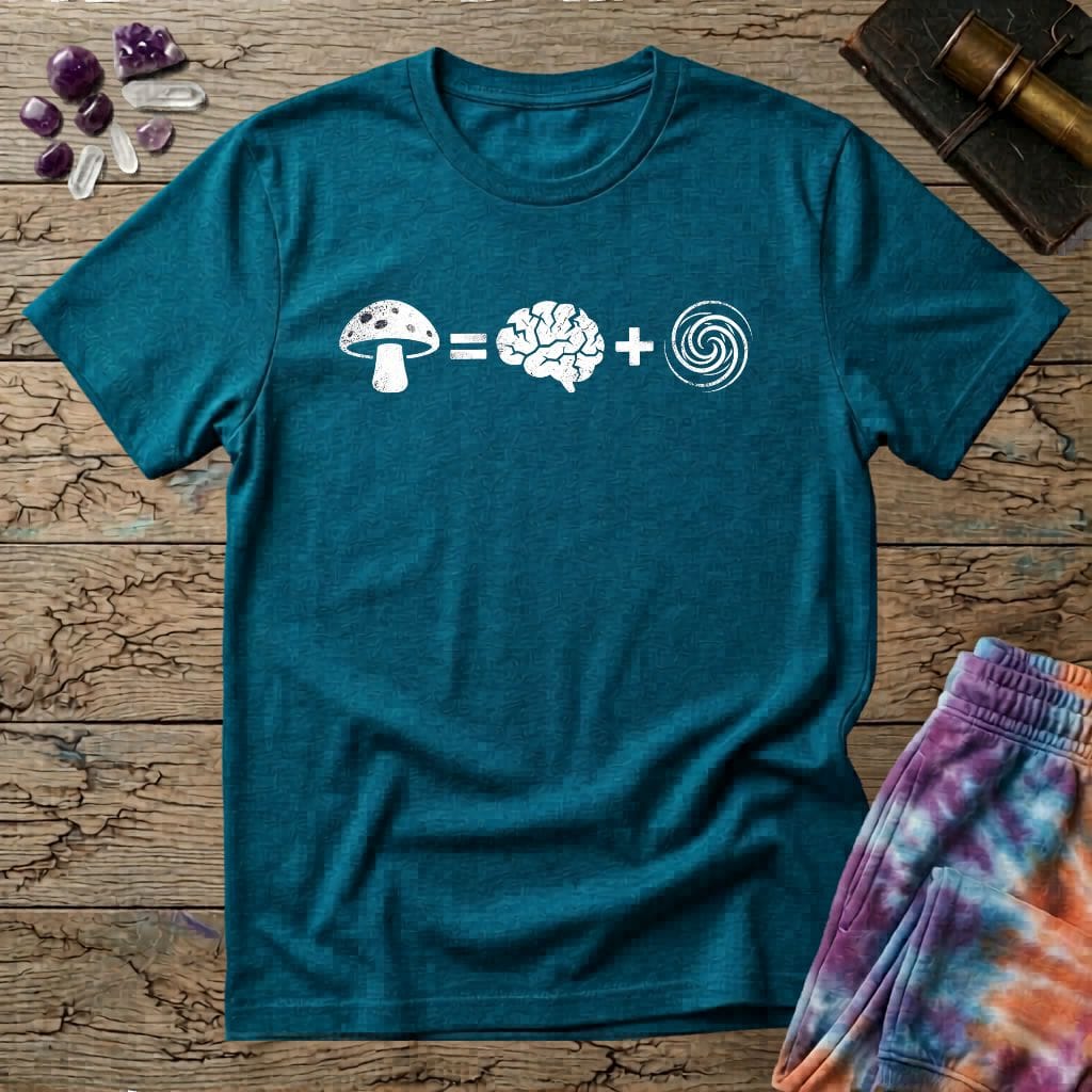 Printify T-Shirt Mushroom Plus Brain T-Shirt Mushroom Magic Mushroom T-Shirt