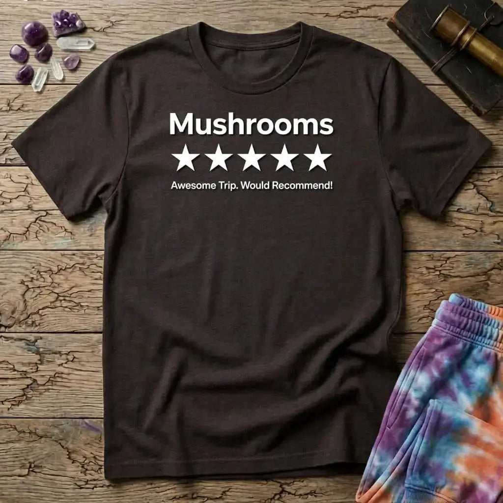 Printify T-Shirt Mushroom Rating 5 Stars T-Shirt Mushroom Magic Mushroom T-Shirt