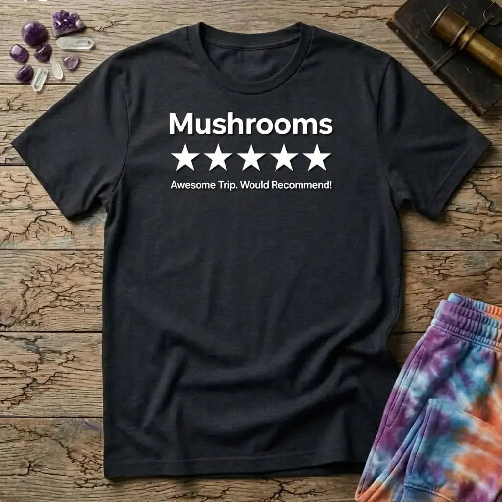 Printify T-Shirt Mushroom Rating 5 Stars T-Shirt Mushroom Magic Mushroom T-Shirt