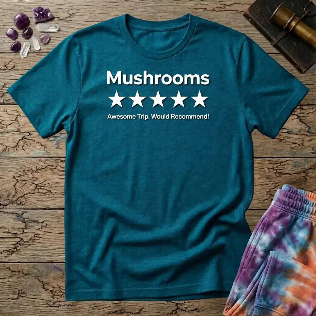 Printify T-Shirt Mushroom Rating 5 Stars T-Shirt Mushroom Magic Mushroom T-Shirt
