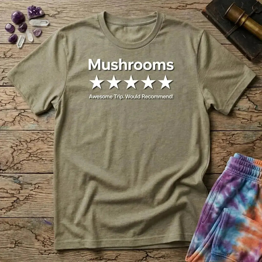 Printify T-Shirt Mushroom Rating 5 Stars T-Shirt Mushroom Magic Mushroom T-Shirt