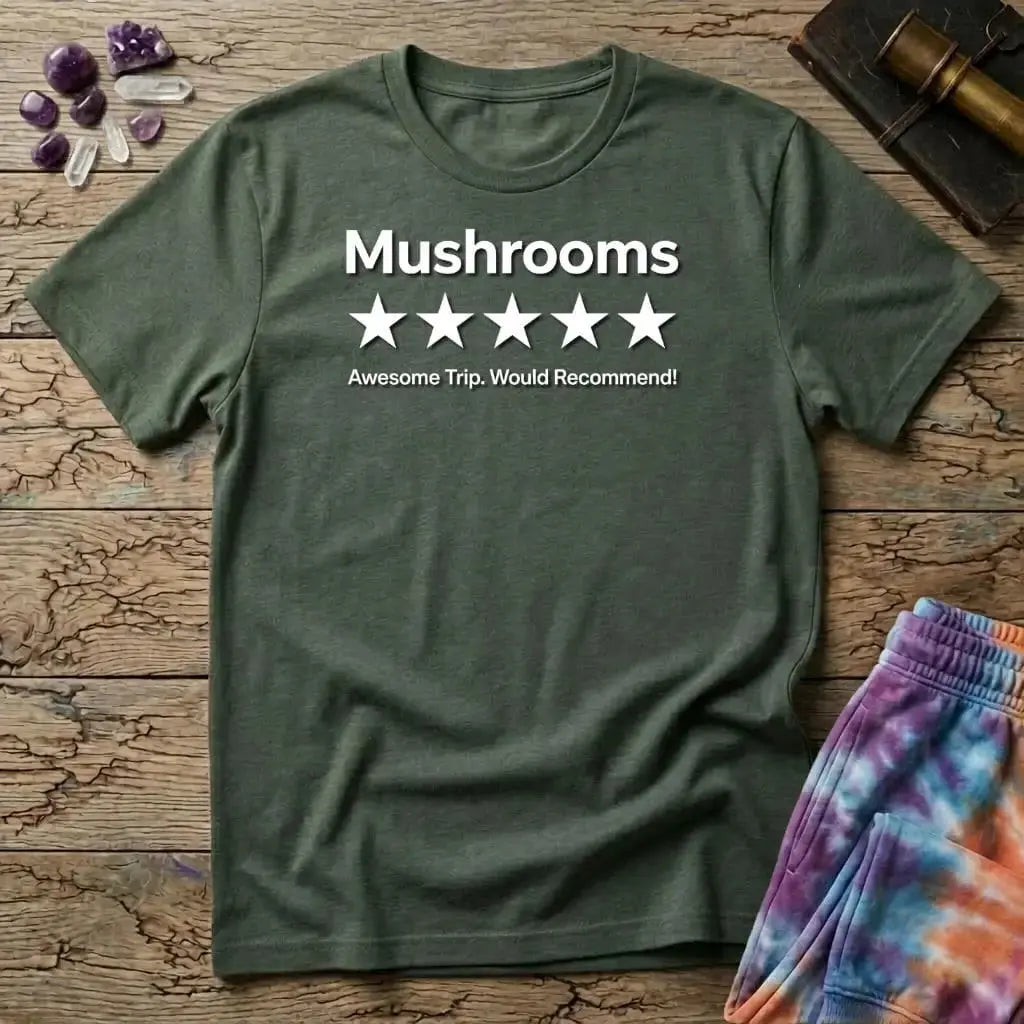 Printify T-Shirt Mushroom Rating 5 Stars T-Shirt Mushroom Magic Mushroom T-Shirt