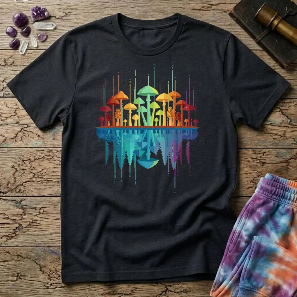 Printify T-Shirt Mushroom Reflections T-Shirt Mushroom Magic Mushroom T-Shirt