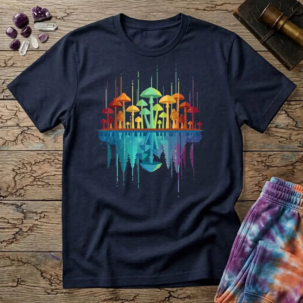 Printify T-Shirt Mushroom Reflections T-Shirt Mushroom Magic Mushroom T-Shirt