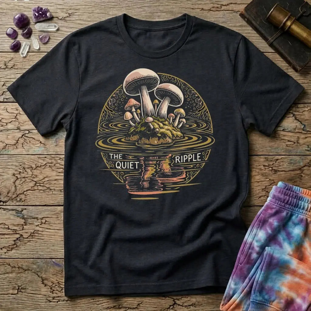 Printify T-Shirt Mushroom Reflections - The Quiet Ripple T-Shirt Mushroom Magic Mushroom T-Shirt