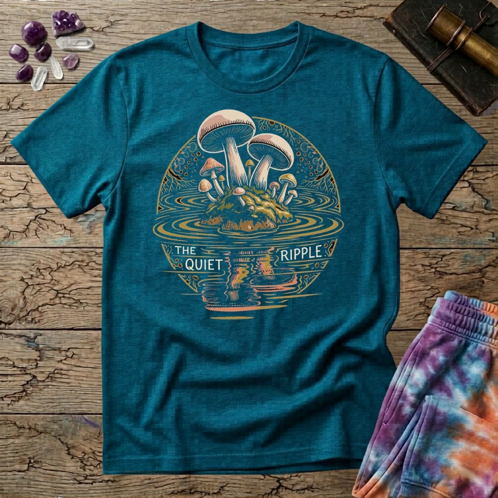 Printify T-Shirt Mushroom Reflections - The Quiet Ripple T-Shirt Mushroom Magic Mushroom T-Shirt