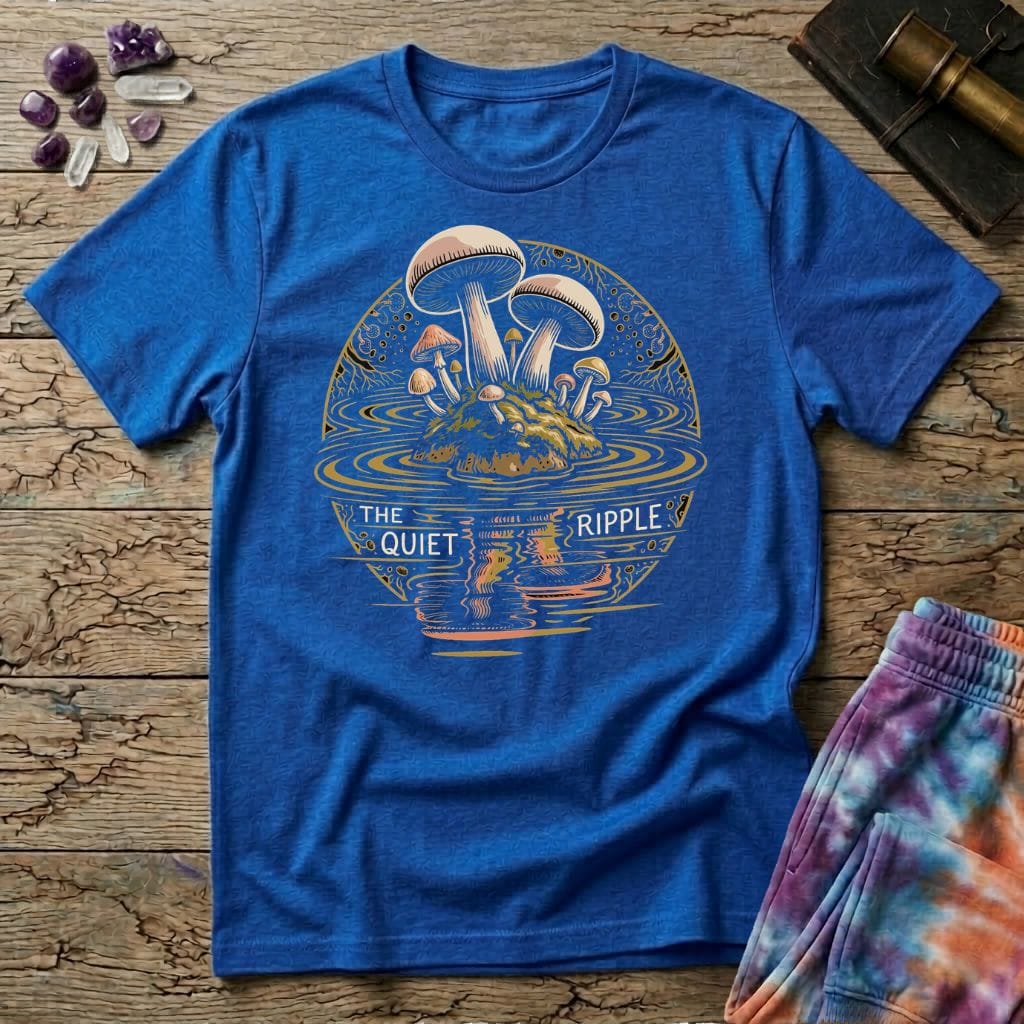 Printify T-Shirt Mushroom Reflections - The Quiet Ripple T-Shirt Mushroom Magic Mushroom T-Shirt