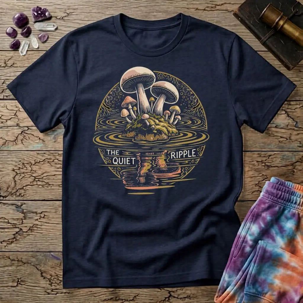 Printify T-Shirt Mushroom Reflections - The Quiet Ripple T-Shirt Mushroom Magic Mushroom T-Shirt