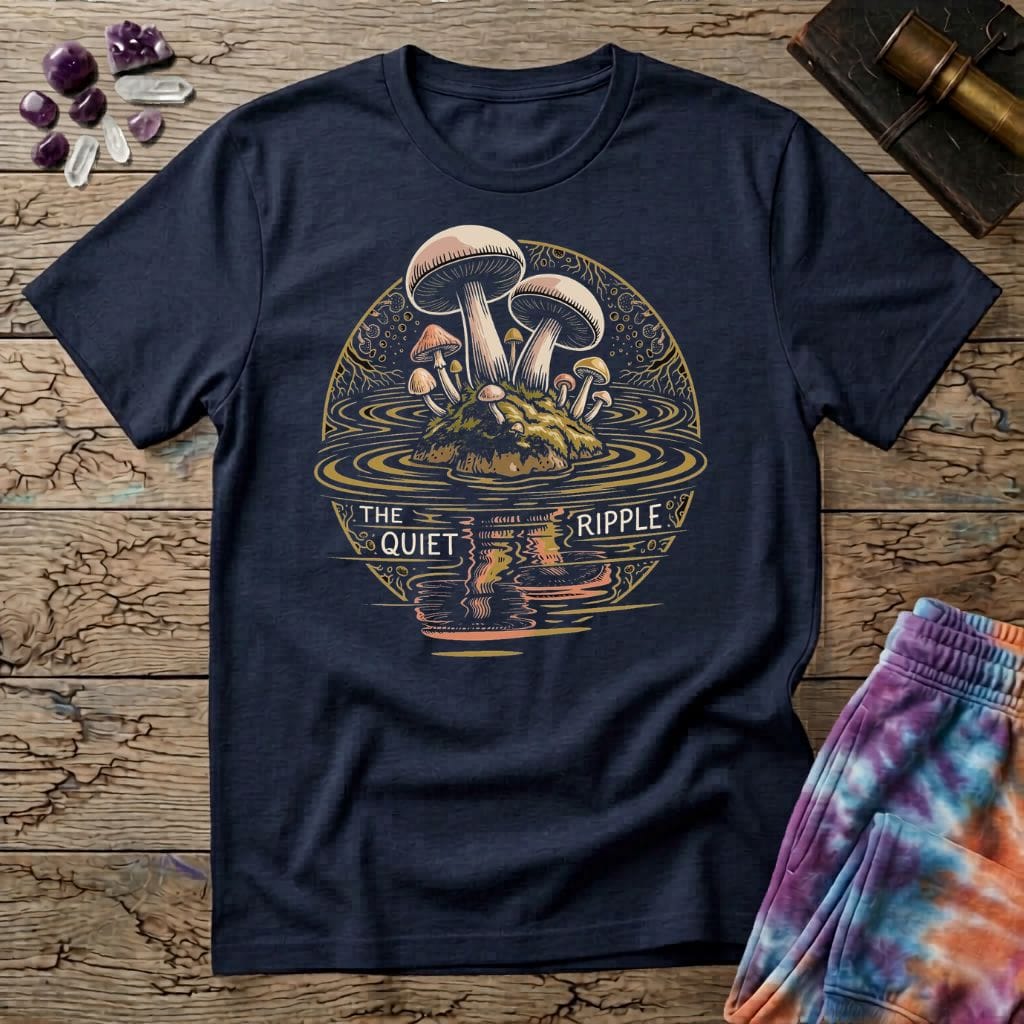 Printify T-Shirt Mushroom Reflections - The Quiet Ripple T-Shirt Mushroom Magic Mushroom T-Shirt