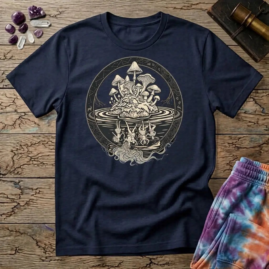 Printify T-Shirt Mushroom Reflections Too T-Shirt Mushroom Magic Mushroom T-Shirt