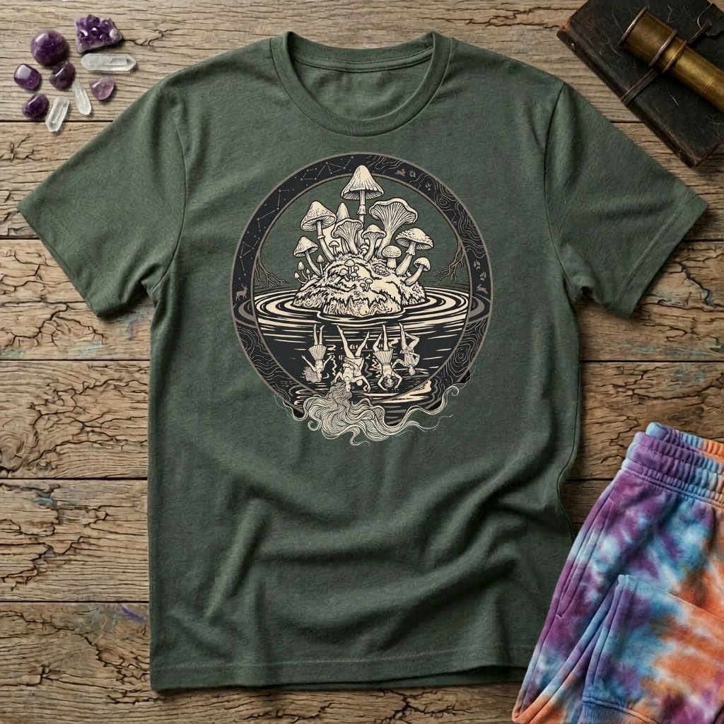 Printify T-Shirt Mushroom Reflections Too T-Shirt Mushroom Magic Mushroom T-Shirt