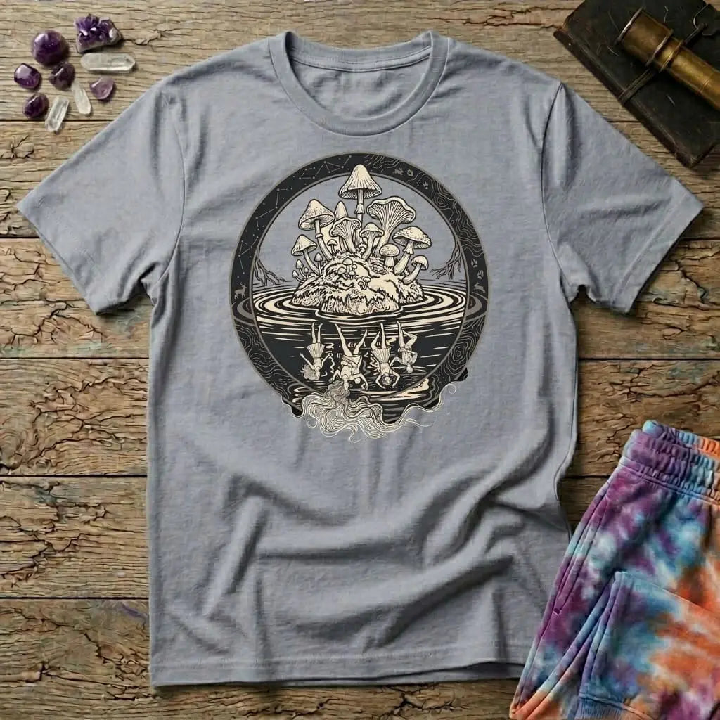 Printify T-Shirt Mushroom Reflections Too T-Shirt Mushroom Magic Mushroom T-Shirt