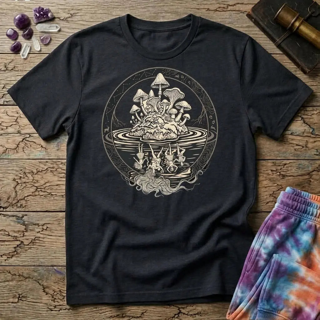 Printify T-Shirt Mushroom Reflections Too T-Shirt Mushroom Magic Mushroom T-Shirt