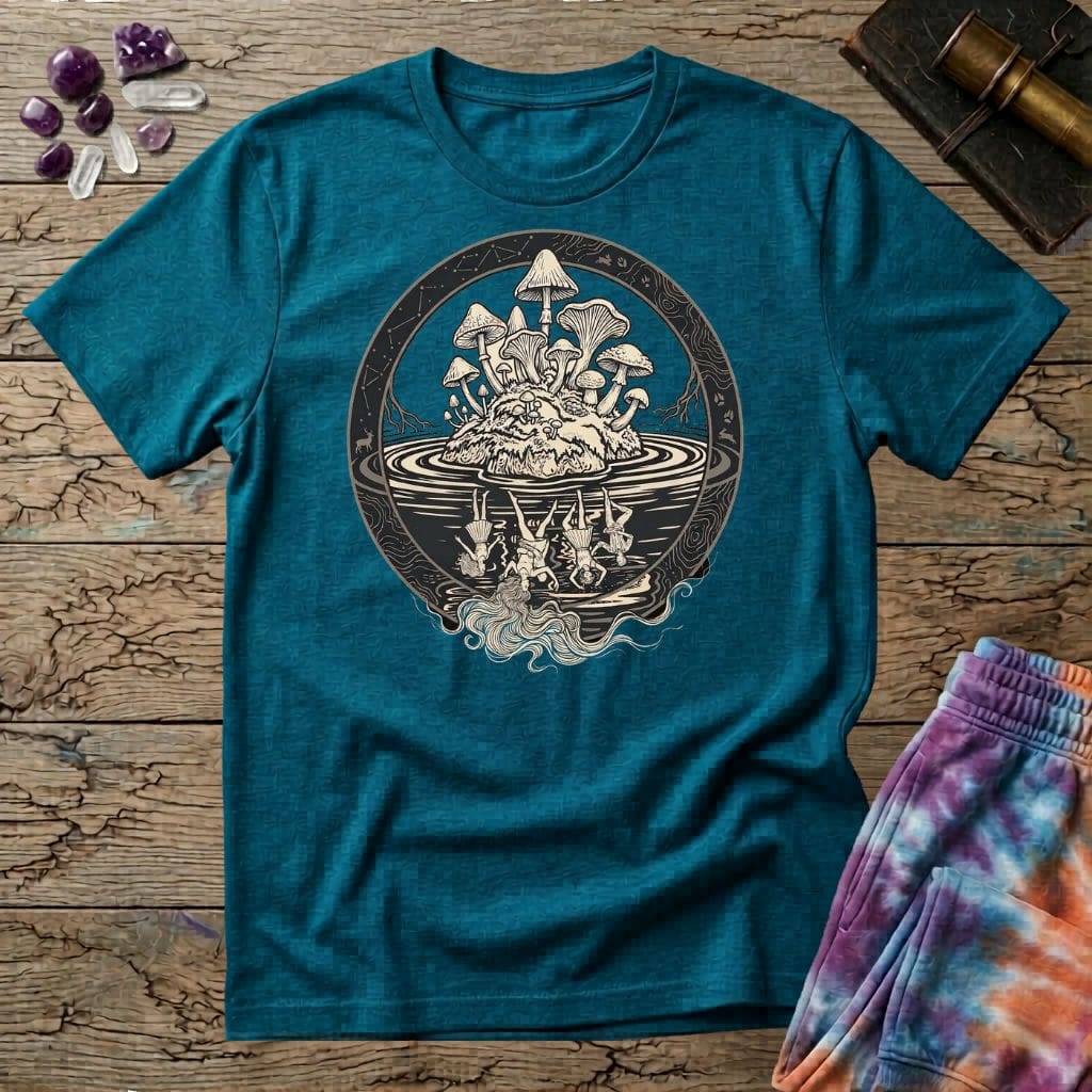 Printify T-Shirt Mushroom Reflections Too T-Shirt Mushroom Magic Mushroom T-Shirt