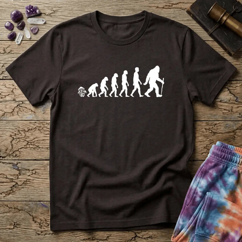 Printify T-Shirt Mushroom Sasquatch Evolution T-Shirt Mushroom Magic Mushroom T-Shirt