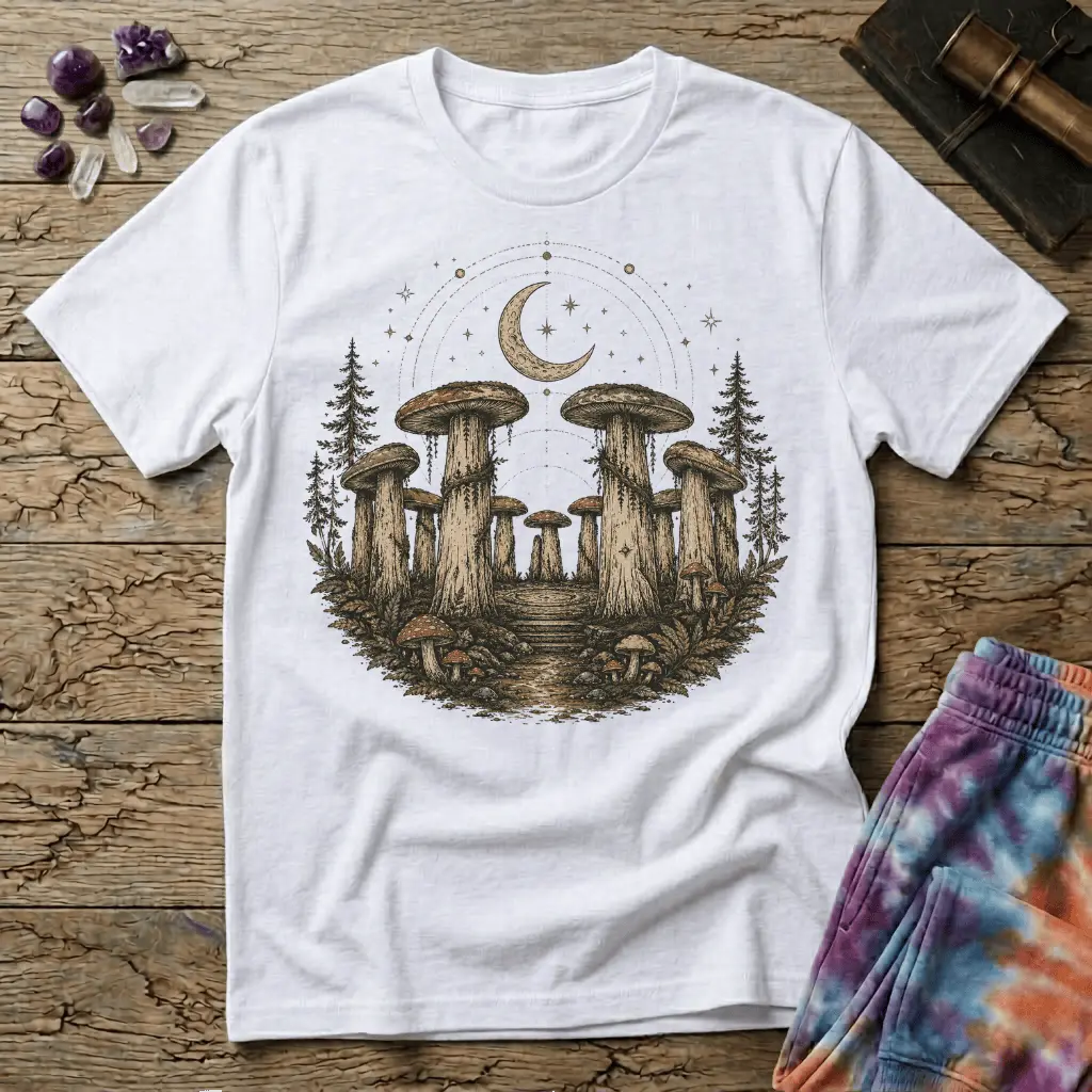 Printify T-Shirt Mushroom Stonehenge T-Shirt Mushroom Magic Mushroom T-Shirt