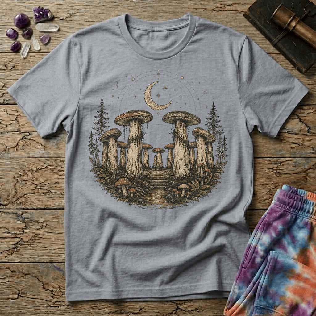 Printify T-Shirt Mushroom Stonehenge T-Shirt Mushroom Magic Mushroom T-Shirt