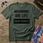 Printify T-Shirt Mushrooms Are Life Chew Them Up T-Shirt Mushroom Magic Mushroom T-Shirt