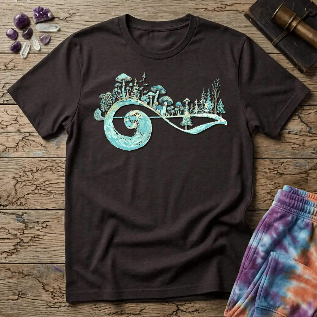 Printify T-Shirt Music Note Mushrooms Trees T-Shirt Mushroom Magic Mushroom T-Shirt