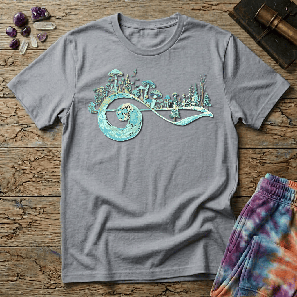 Printify T-Shirt Music Note Mushrooms Trees T-Shirt Mushroom Magic Mushroom T-Shirt