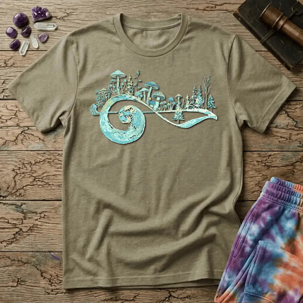 Printify T-Shirt Music Note Mushrooms Trees T-Shirt Mushroom Magic Mushroom T-Shirt