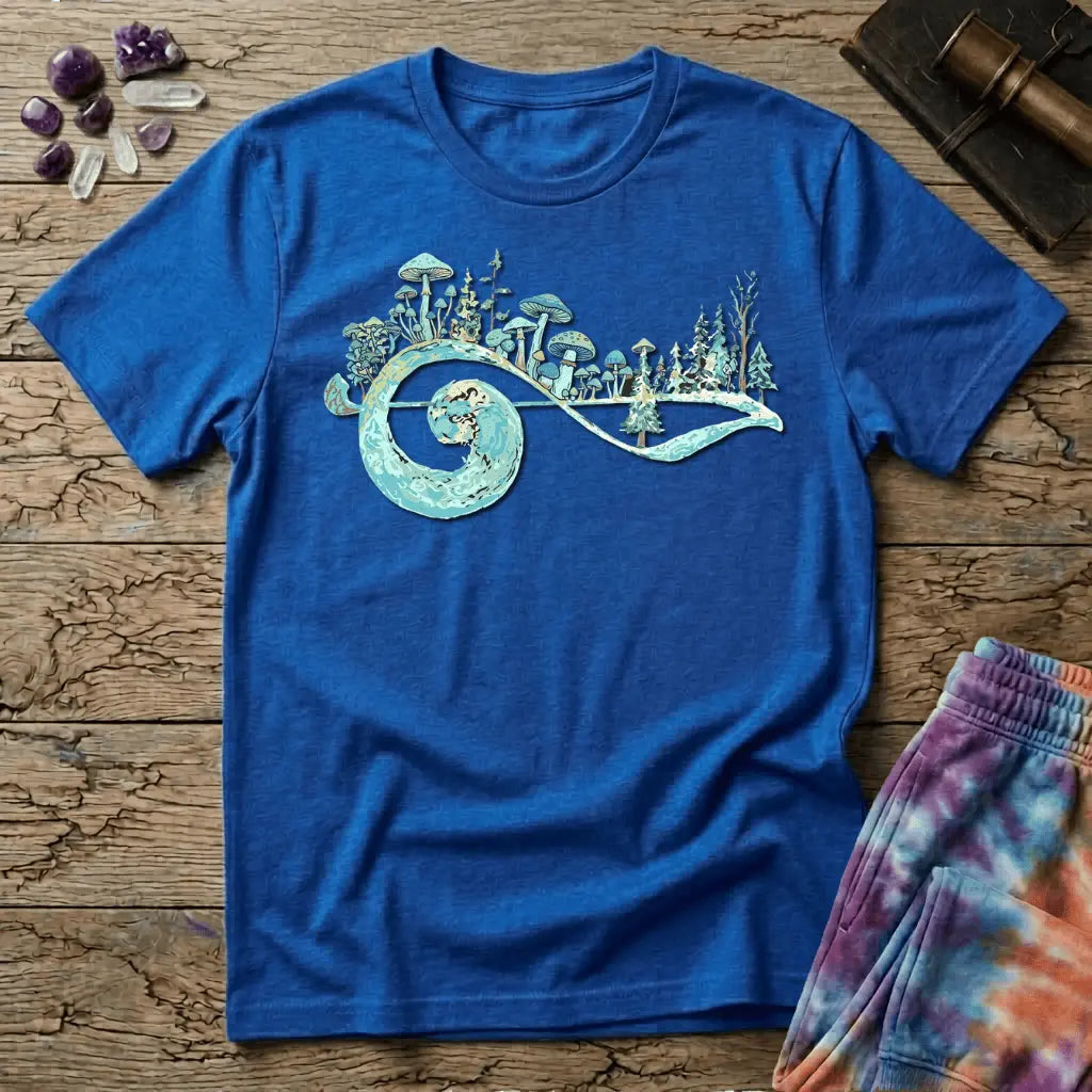 Printify T-Shirt Music Note Mushrooms Trees T-Shirt Mushroom Magic Mushroom T-Shirt