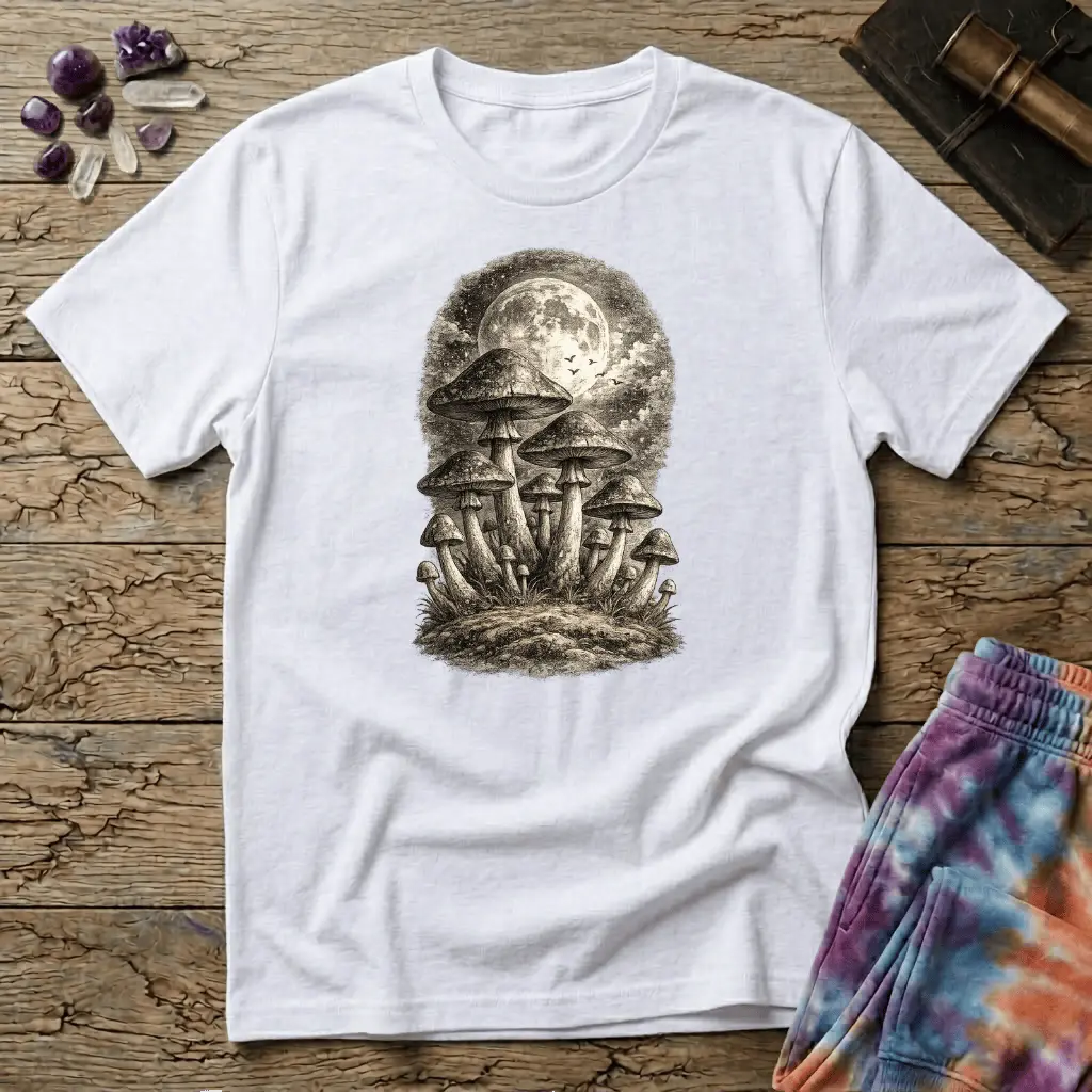 Printify T-Shirt Mycelium Network Mushroom DJ T-Shirt Mushroom Magic Mushroom T-Shirt