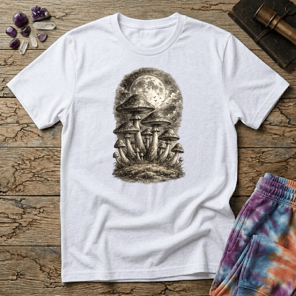 Printify T-Shirt Mycelium Network Mushroom DJ T-Shirt Mushroom Magic Mushroom T-Shirt